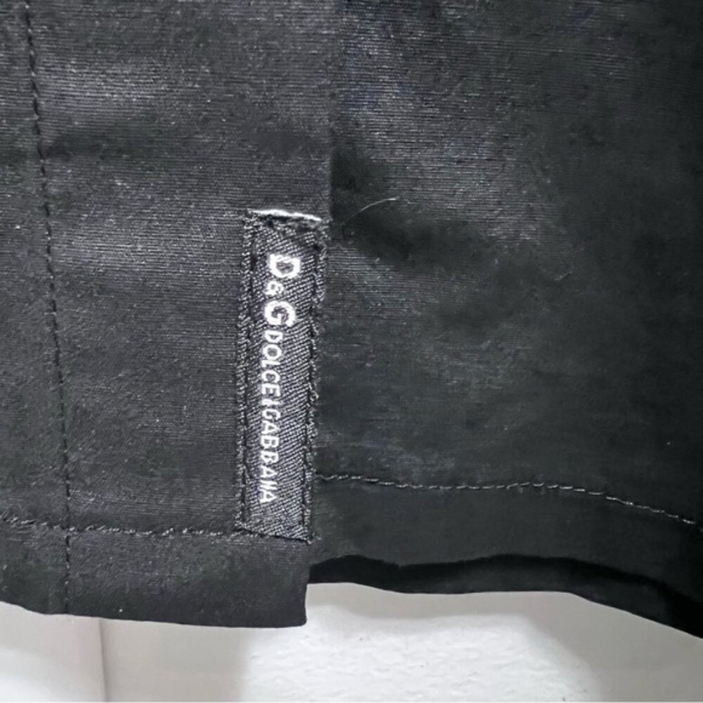 D G Dolce Gabbana Black Button Down Short Sleeve Shirt Size XL - Picture 5 of 10